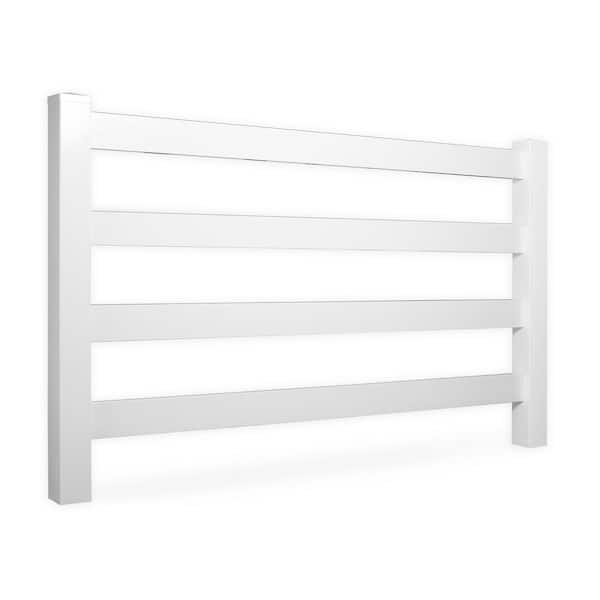 Weatherables 60 in. H x 320 ft. L 4-Rail White Vinyl Complete Ranch Rail Fence Project Pack