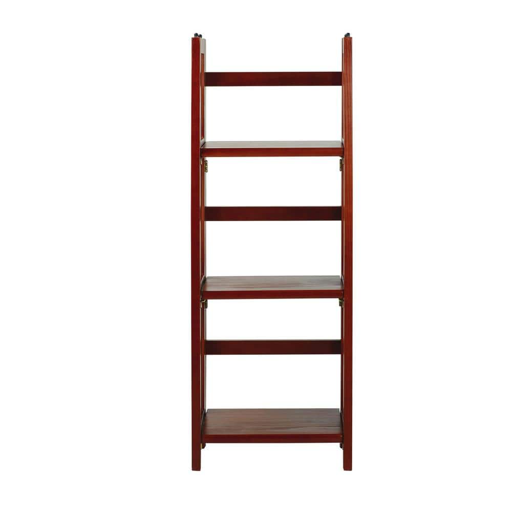 Casual Home Mahogany Solid Wood 14" Foldable 3-Shelf Bookcase
