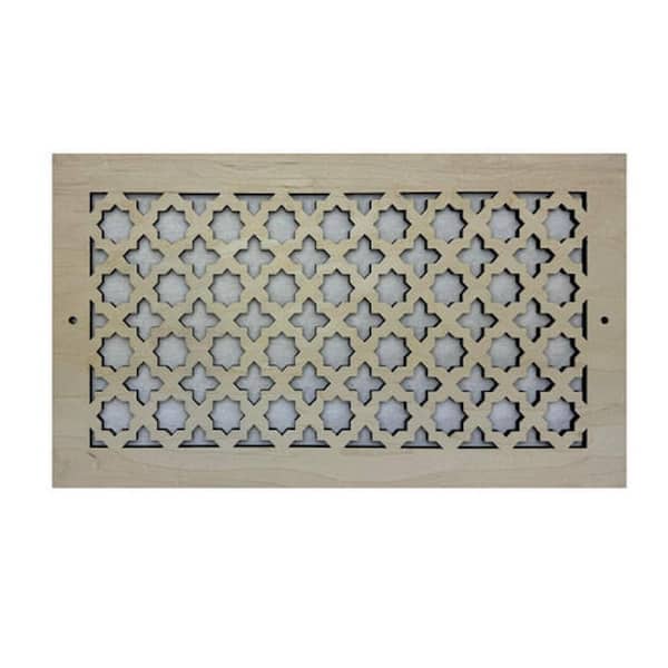 French Pavillion Wood Air Register (8 in. x 12 in.)-Screw-In Wall and Ceiling Vent Cover-Decorative Wooden HVAC Grille