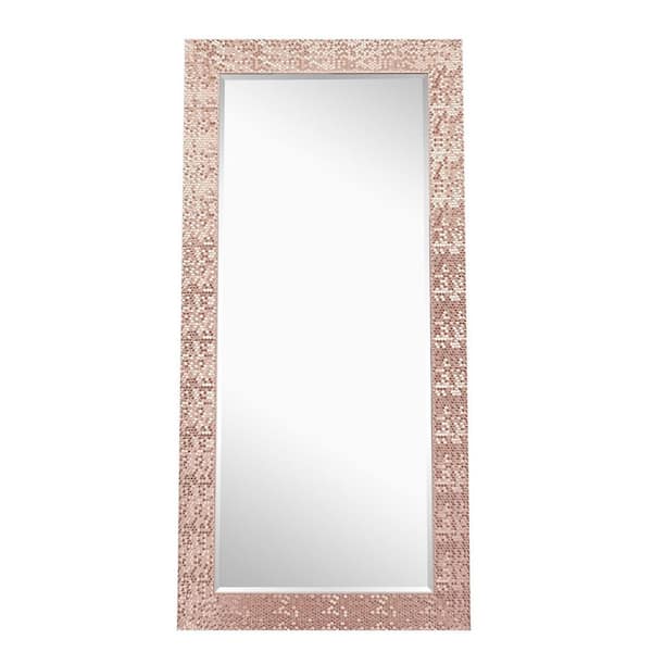 HOMESTOCK 32 in. W x 66 in. H Rose Gold Mosaic Style Full Length Mirror for Home, Leaning Vanity Mirror, Modern Rectangle Mirror
