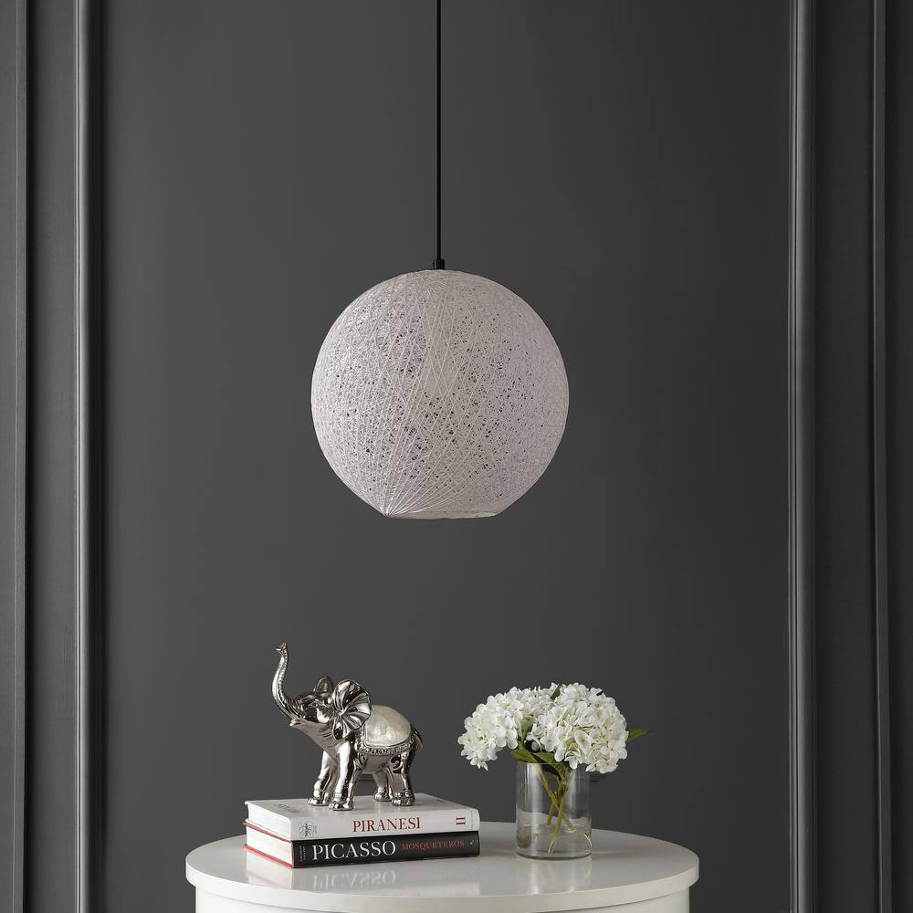 White Bohemian Woven Globe LED Pendant Light