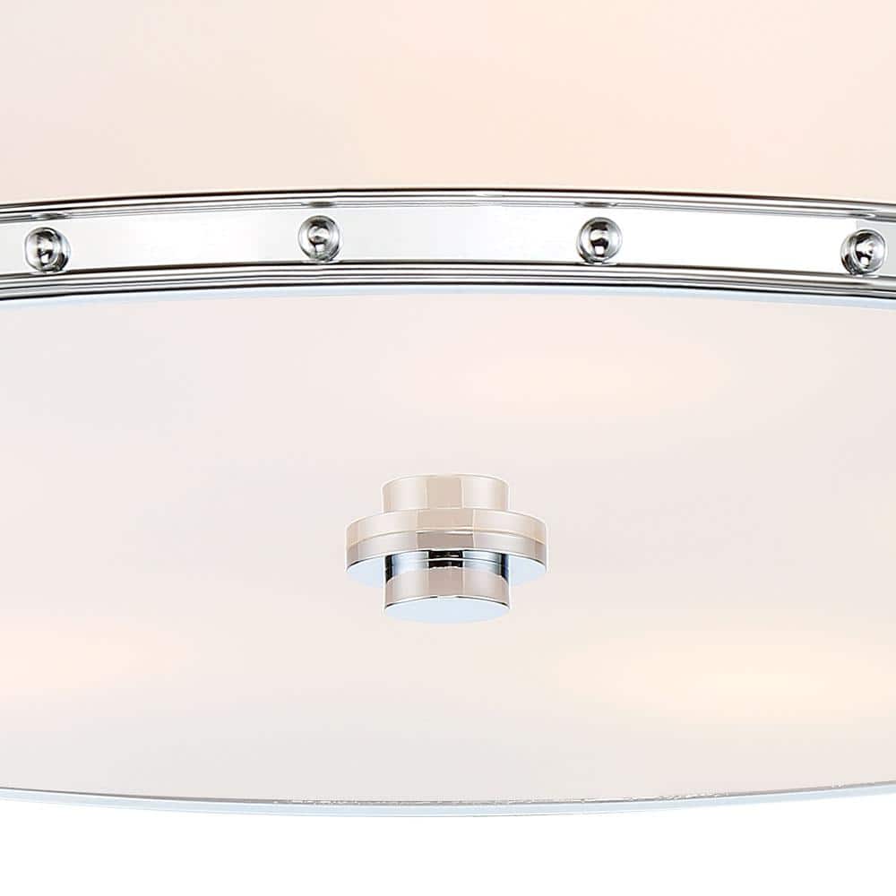 Etched Opal Chrome LED Drum Flush Mount Light, Indoor/Outdoor