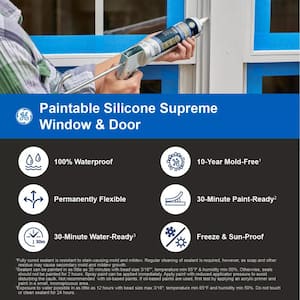 Paintable Supreme Silicone Caulk 9.5 oz Window and Door Sealant White (12-pack)