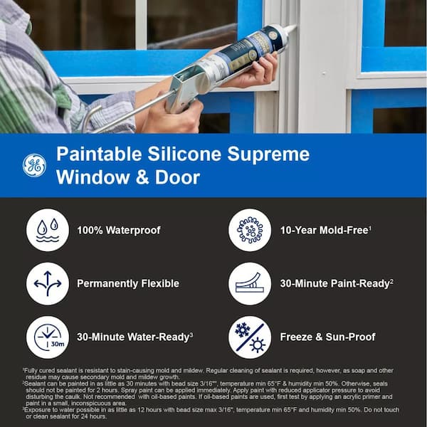 9.5 oz. Paintable Supreme Silicone Caulk Window and Door Sealant White