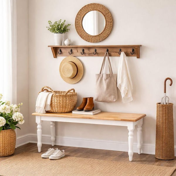 Boraam Windsor Cream/Natural Backless Dining Bench 47in. Wide 