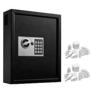 40-Key Steel Heavy-Duty Safe Lock Box Key Cabinet with Digital Lock, Black with 100-Key Tags
