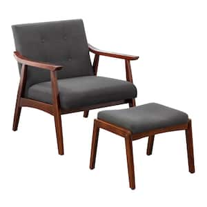 Take a Seat Natalie Accent Espresso/Dark Gray Fabric Chair and Ottoman Set