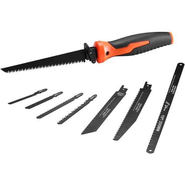 6 in Keyhole Jab Saw with Soft Grip Handle Multi-Blades Triple Ground Teeth for Cutting Drywall Wood Metal Plastic