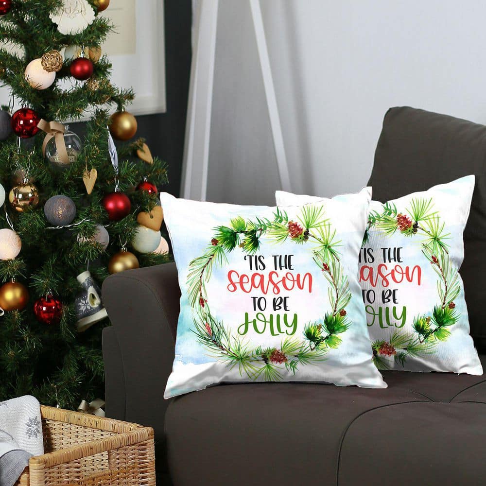 Mike & Co. New York Decorative Christmas Themed Throw Pillow Cover Square 18 in. x 18 in. Multi-Color for Couch, Bedding (Set of 4)