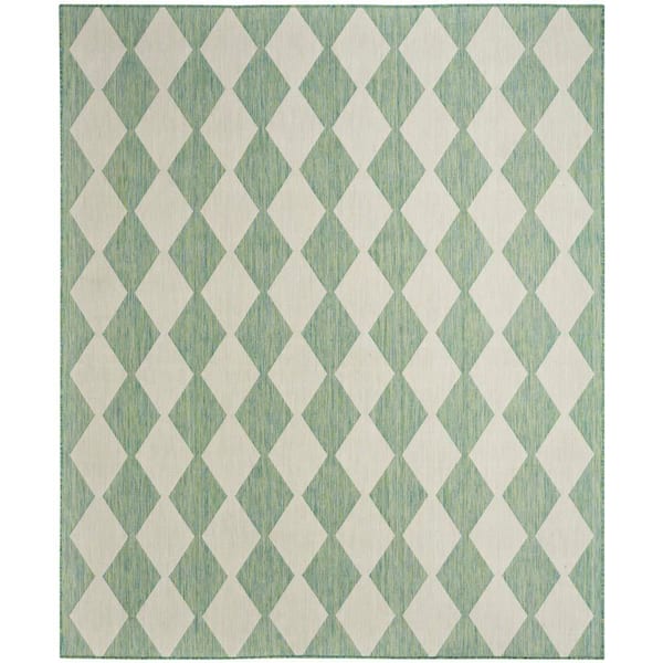 Nourison Positano Blue Green 8 ft. x 10 ft. Diamond Contemporary Area Rug