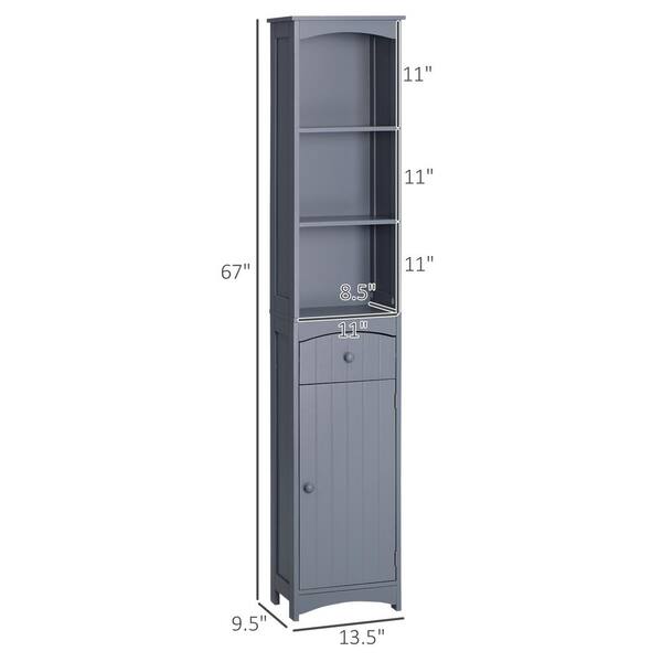 HOMCOM 67 Tall Bathroom Storage Cabinet, Freestanding Linen Tower