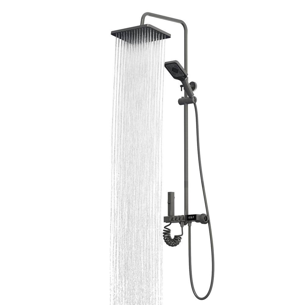 WIAWG Temperature Display Thermostatic Shower System Shower Combo Set with Tub Spout, Hand