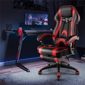 PU leather Adjustable Gaming Chair in Black & Red with Arms