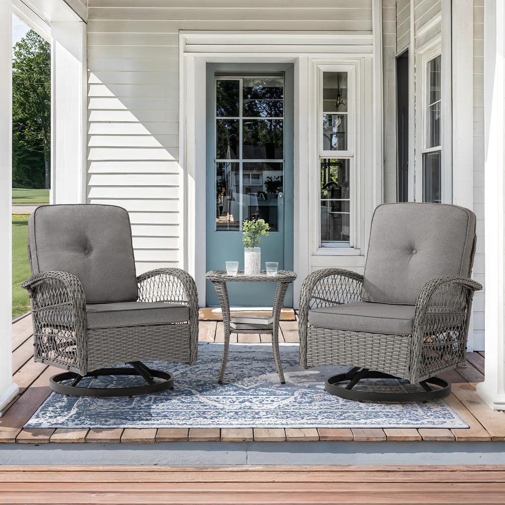 Outdoor Furniture 3 Piece Martha Stewart Outdoor Teak Rocking Chair  Hotormer Kovac 3-Piece Brown PE, image size:1000x1000
