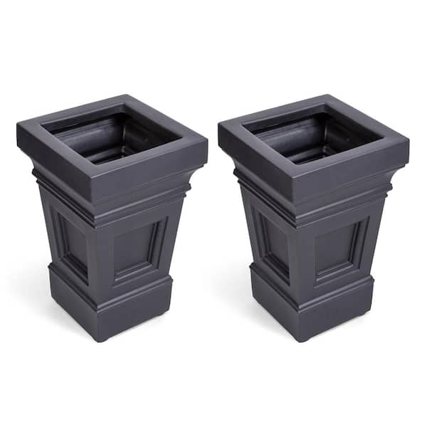 Step2 Atherton Large 24 in. H x 15.5 in. W x 15.5 in. D Black Onyx Resin Square Indoor/Outdoor Planter - (2-Pack)