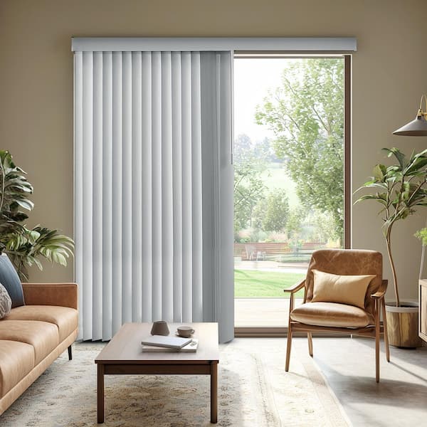 Oxford Gray Cordless Room Darkening Vinyl Vertical Blind with 3.5 in. Slats 78 in. W x 84 in. L