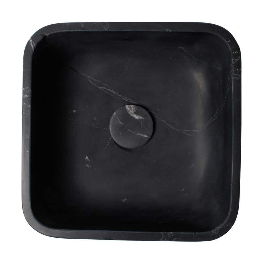 Maxton Square Black Marble Above-Counter Vessel Sink