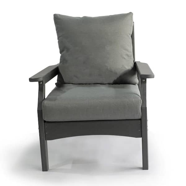 Aspen Gray Deep Seating Plastic HDPE Outdoor Chair with Gray Cushion