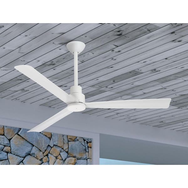 Simple 52 in. Indoor/Outdoor Flat White Ceiling Fan with Remote Control
