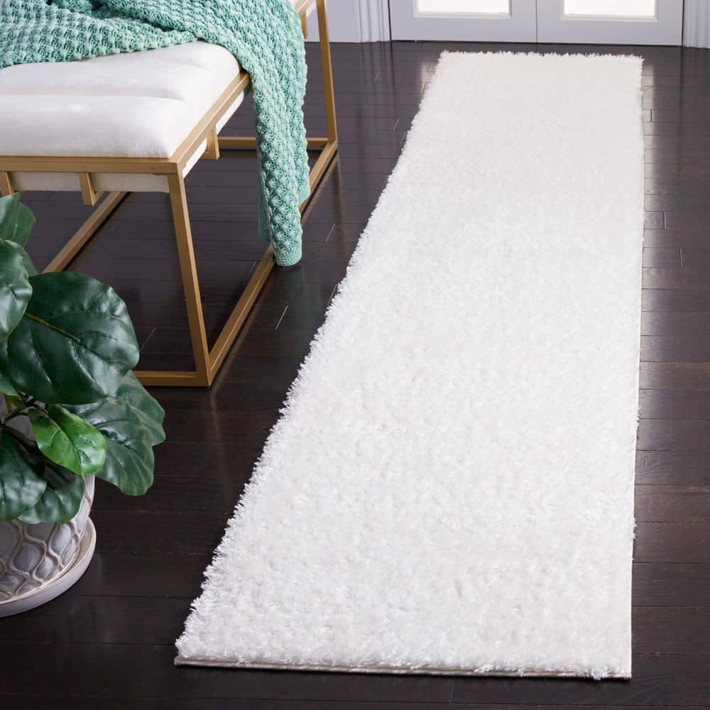 Tahoe Shag 2 ft. x 9 ft. White Modern Solid Runner Rug price history on PriceWatchPro