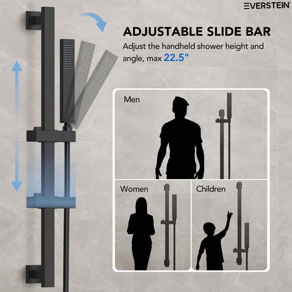Matte Black Dual Shower Head System with Adjustable Handheld