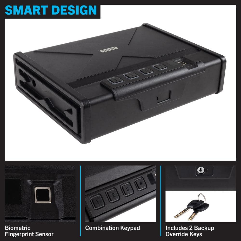 Stalwart Stalwart Desk 2-Gun Safe with Fingerprint Access - Heavy-Gauge Steel Lock Box Holds 2 Handguns