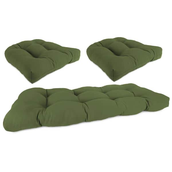 Jordan Manufacturing 44 in. L x 18 in. W x 4 in. T Veranda Hunter Outdoor Rectangular Wicker Cushion Set with 1 Bench and 2 Seat Cushions