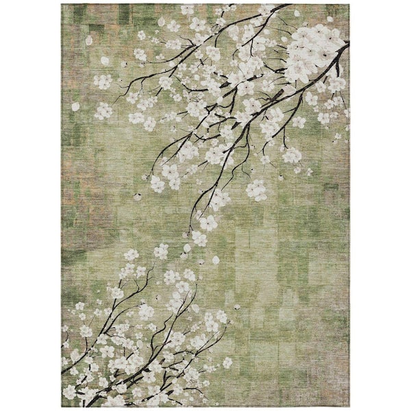 Chantille Machine Washable Indoor/Outdoor Abstract ACN2248 Aloe 5 ft. x 7 ft. 6 in. Area Rug