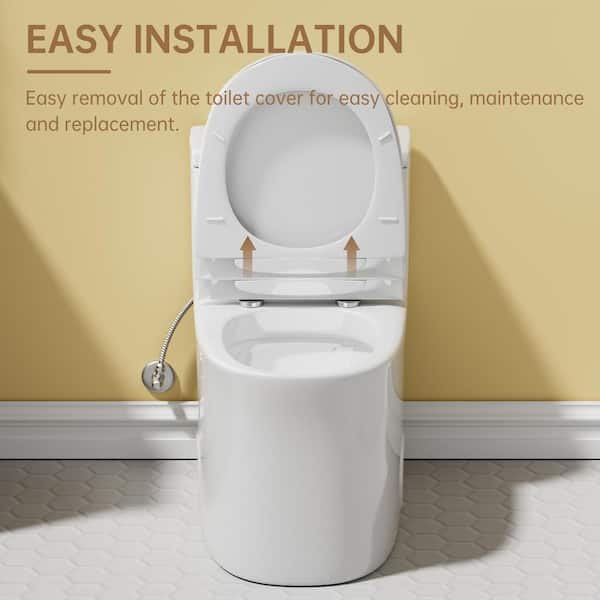 Simple Project One-Piece 0.8/1.28 GPF Dual Flush, Elongated Toilet, in  Gloss White, Seat Included HD-US-OT-2-03 - The Home Depot