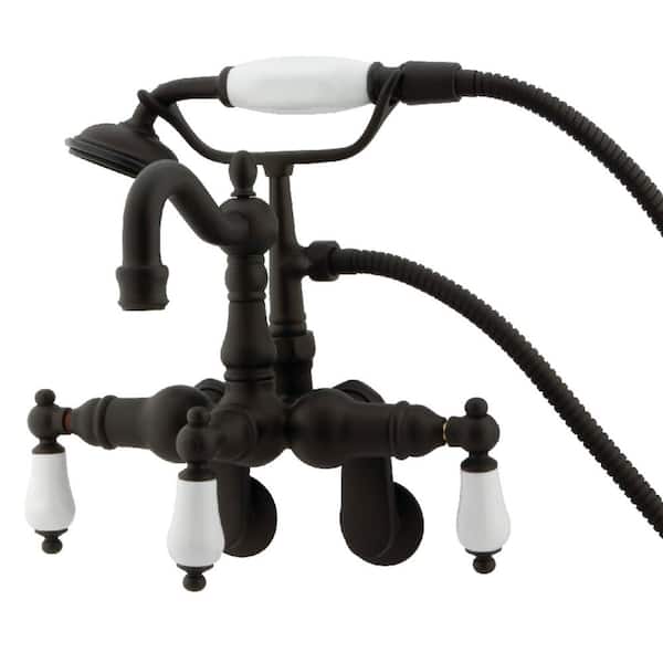 Kingston Brass Victorian Adjustable Center 3-Handle Claw Foot Tub Faucet with Handshower in Oil Rubbed Bronze