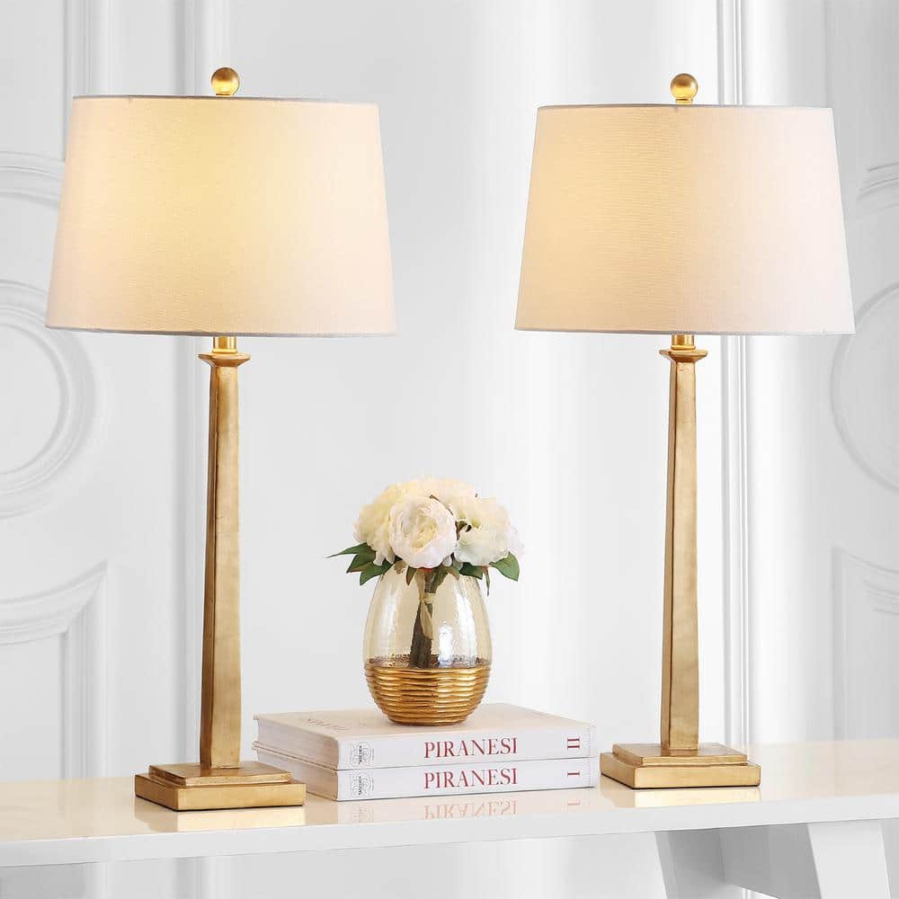 Parlon 17.25" Gold Ceramic Table Lamp with White Shade