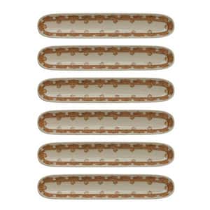 13 in. W x 0.75 in. H Oval Beige Stoneware Serving Trays (Set of 6)