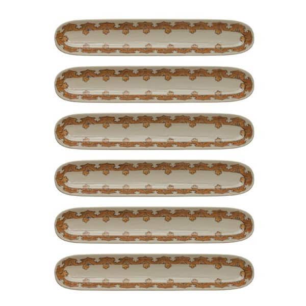 Storied Home 13 in. W x 0.75 in. H Oval Beige Stoneware Serving Trays (Set of 6)