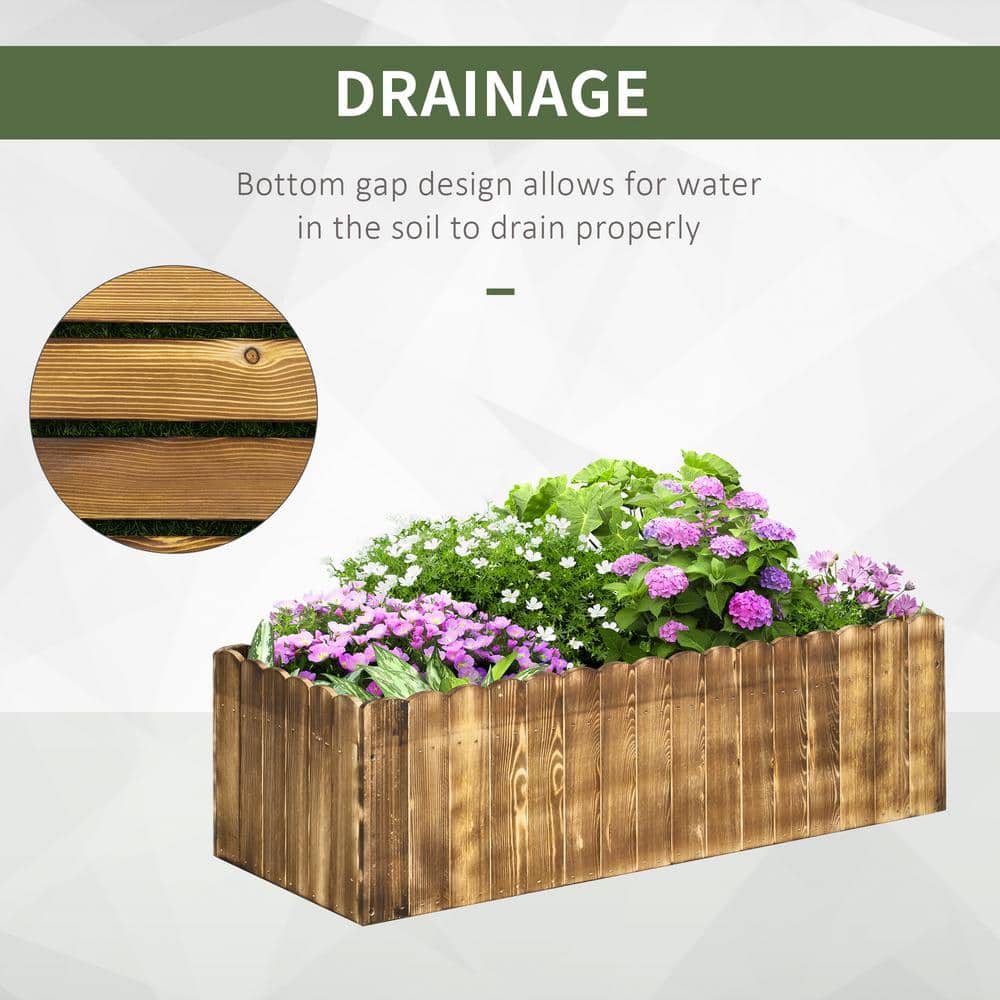 Natural Wood Outdoor Raised Garden Bed Planter Box