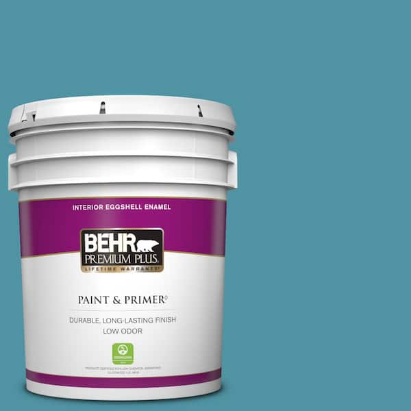 BEHR PREMIUM PLUS 5 gal. #530D-6 Teal Bayou Eggshell Enamel Low Odor Interior Paint & Primer