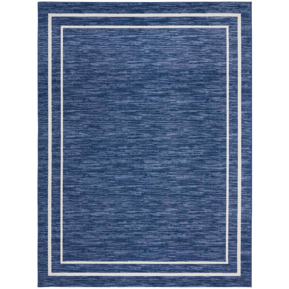 Navy and Ivory 10' x 14' Synthetic Rectangular Rug