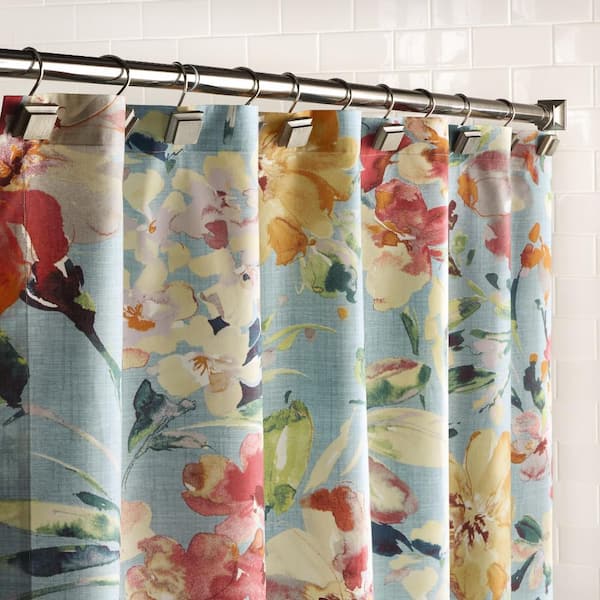 Unbranded Garden Bloom 72 in. L Blue and Multi Shower Curtain