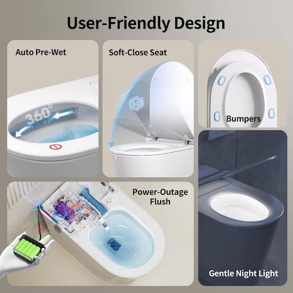DEERVALLEY Tankless Elongated Bidet Toilet 1.32 GPF in White with