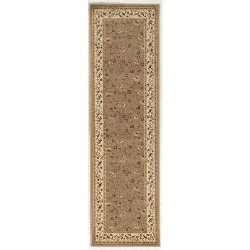 Como Beige 2 ft. x 8 ft. Traditional Floral Area Rug