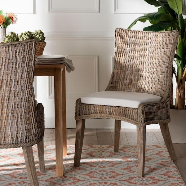 Derris Greywashed Rattan Dining Chair