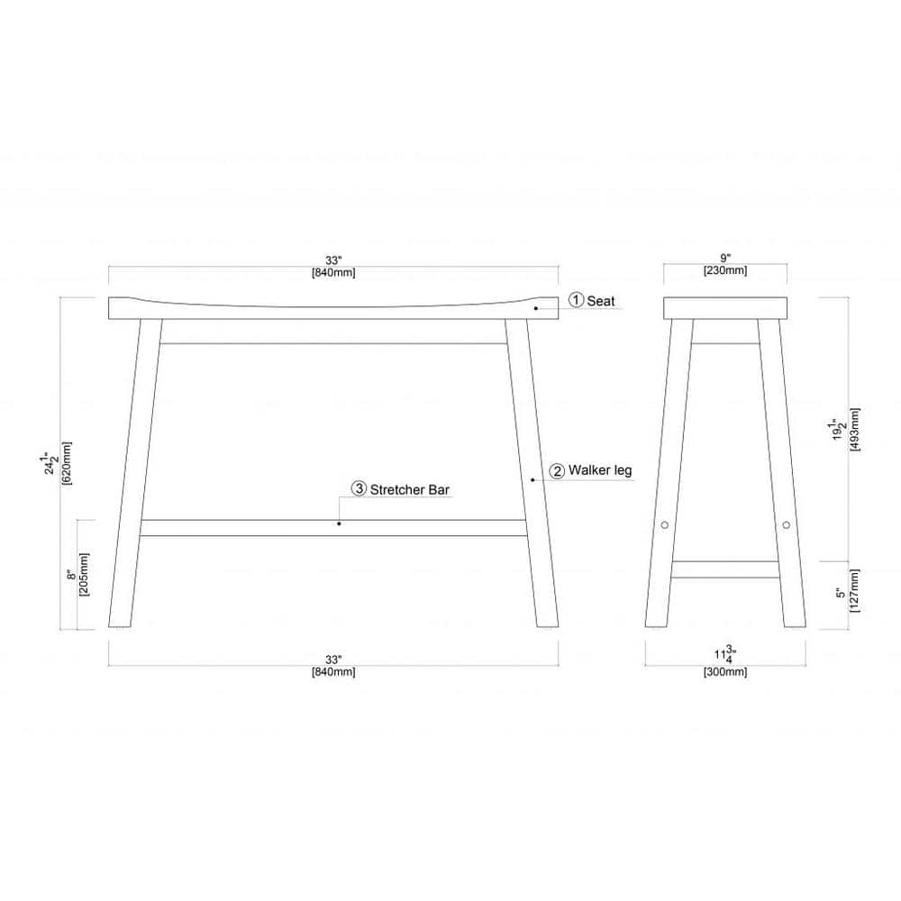 Sonoma Rustic 36" Barnwood Wire-Brush Solid Wood Dining Bench