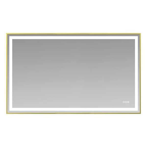 60 in. W x 36 in. H Rectangular Black Framed Wall Bathroom Vanity Mirror w/Dual LED Light Strips Front and Back Lighting
