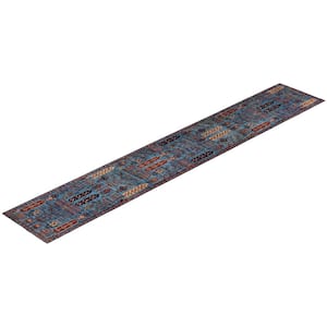 Serapi One-of-a-Kind Traditional Light Blue 2 ft. x 18 ft. Runner Hand Knotted Tribal Area Rug