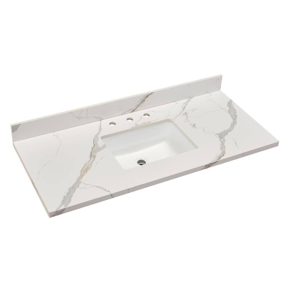 Altair 49 in. Calacatta White Stone Vanity Top with Ceramic Sink