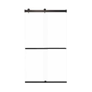 Brianna 48 in. W x 80 in. H Sliding Frameless Shower Door in Matte Black with Clear Glass