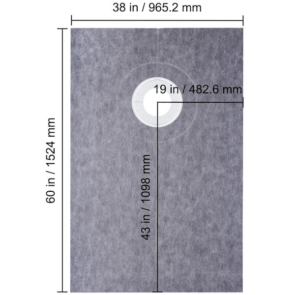 Waterproofing Shower Kit 38 x 60 in. Shower Pan Liner with 4 in. PVC Offset Bonding Flange Polyethylene Shower Pan Liner