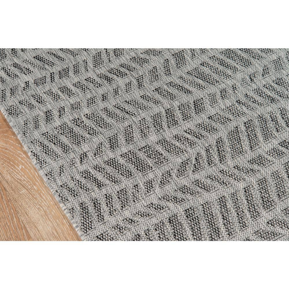Geometric Charcoal Gray Easy-Care Polypropylene Area Rug