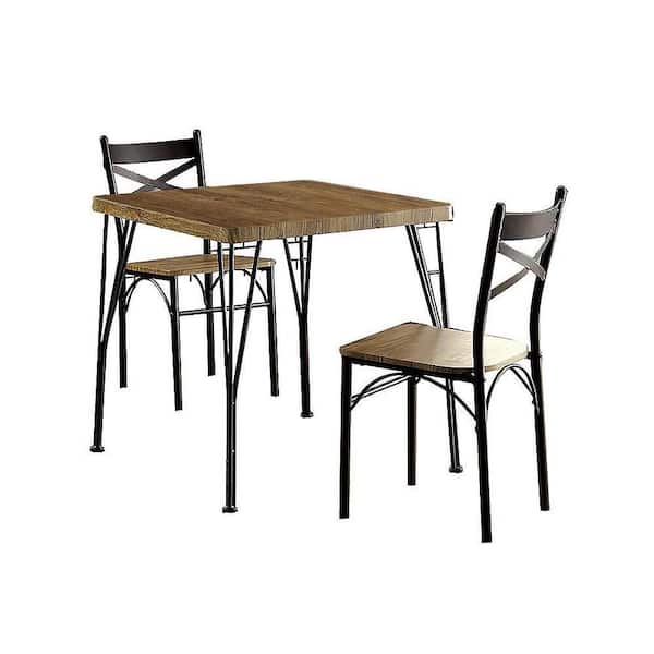 Unbranded Lachlan 3-Piece Square Gray/Dark Bronze Wood Dining Room Set (Seats 2)