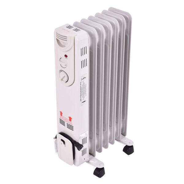 Costway 700 W Portable Mini Electric Oil Filled Radiator Heater 7-Fin  Thermostat Home