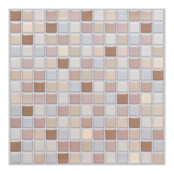 Vsmile Peel and Stick Mosaic Backsplash Tile 10 in. x 10 in. Vinyl Wall Tile in Pink Color 10-Pack